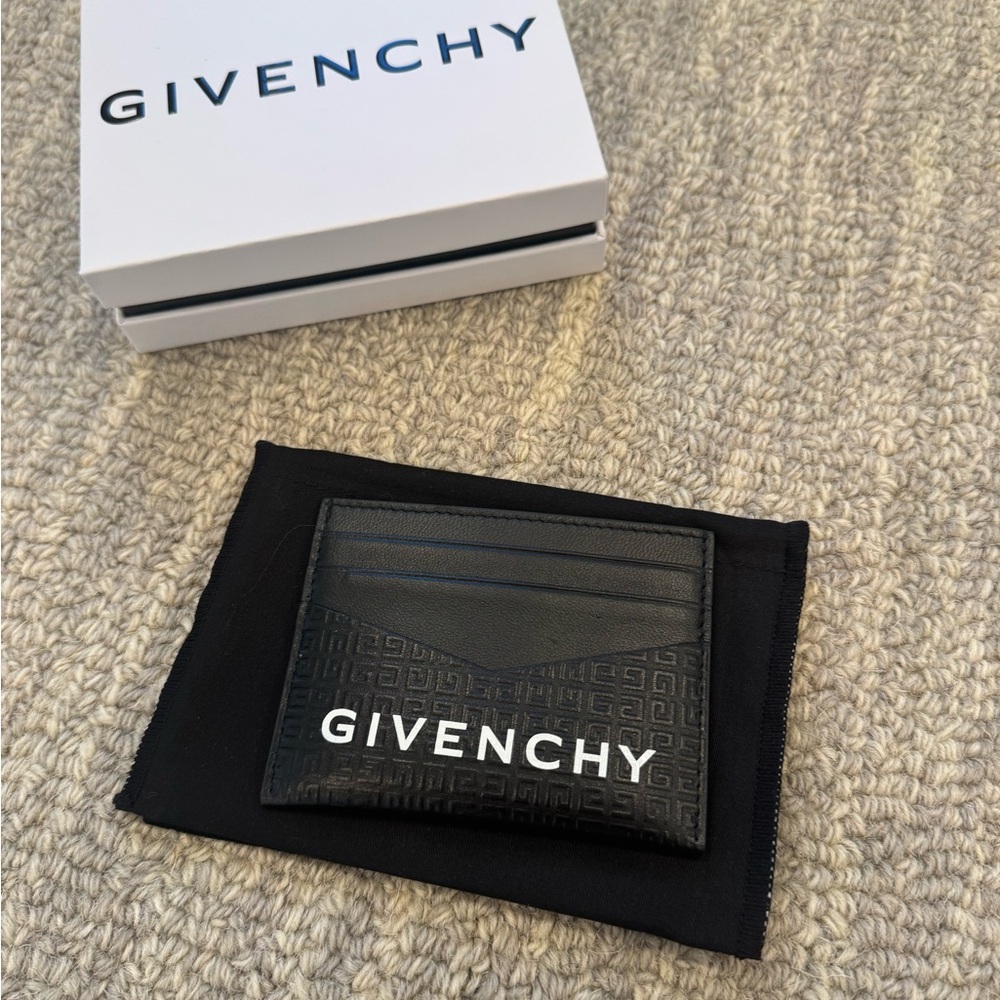 Givenchy Black 4G Embossed Leather Card Holder